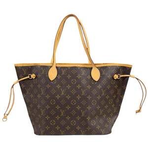 LOUIS VUITTON Authentic Brown Monogram Canvas Neverfull MM Tote Bag